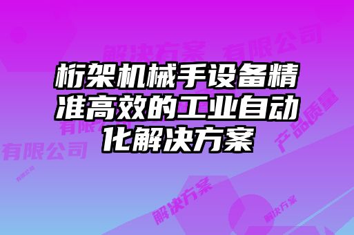 桁架機械手設(shè)備精準高效的工業(yè)自動化解決方案